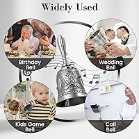 Vista 6 de DomeStar Campana de Mano Plateada – Campana de Sonido Fuerte para Cama, Cena, Boda, Navidad y Fiesta de Vacaciones