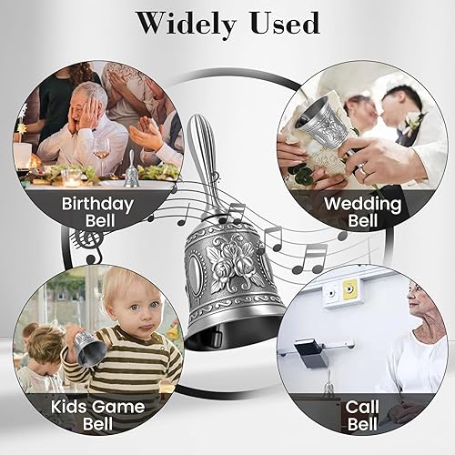 Miniatura 6 de DomeStar Campana de mano plateada Campana de llamada Campanas de boda de latón