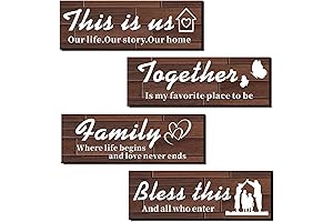 4 PCS Home Signs Wall Decor Rustic Home Wall Decor