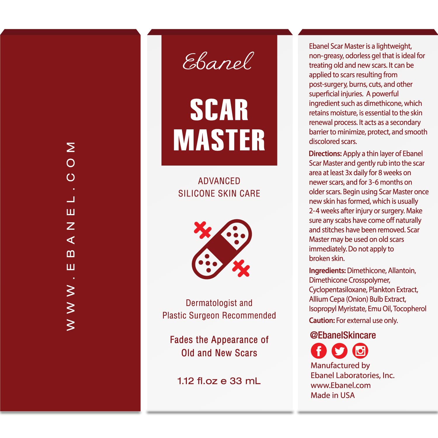 Ebanel Silicone Scar Gel with Onion Extract, Emu Oil, Vitamin E