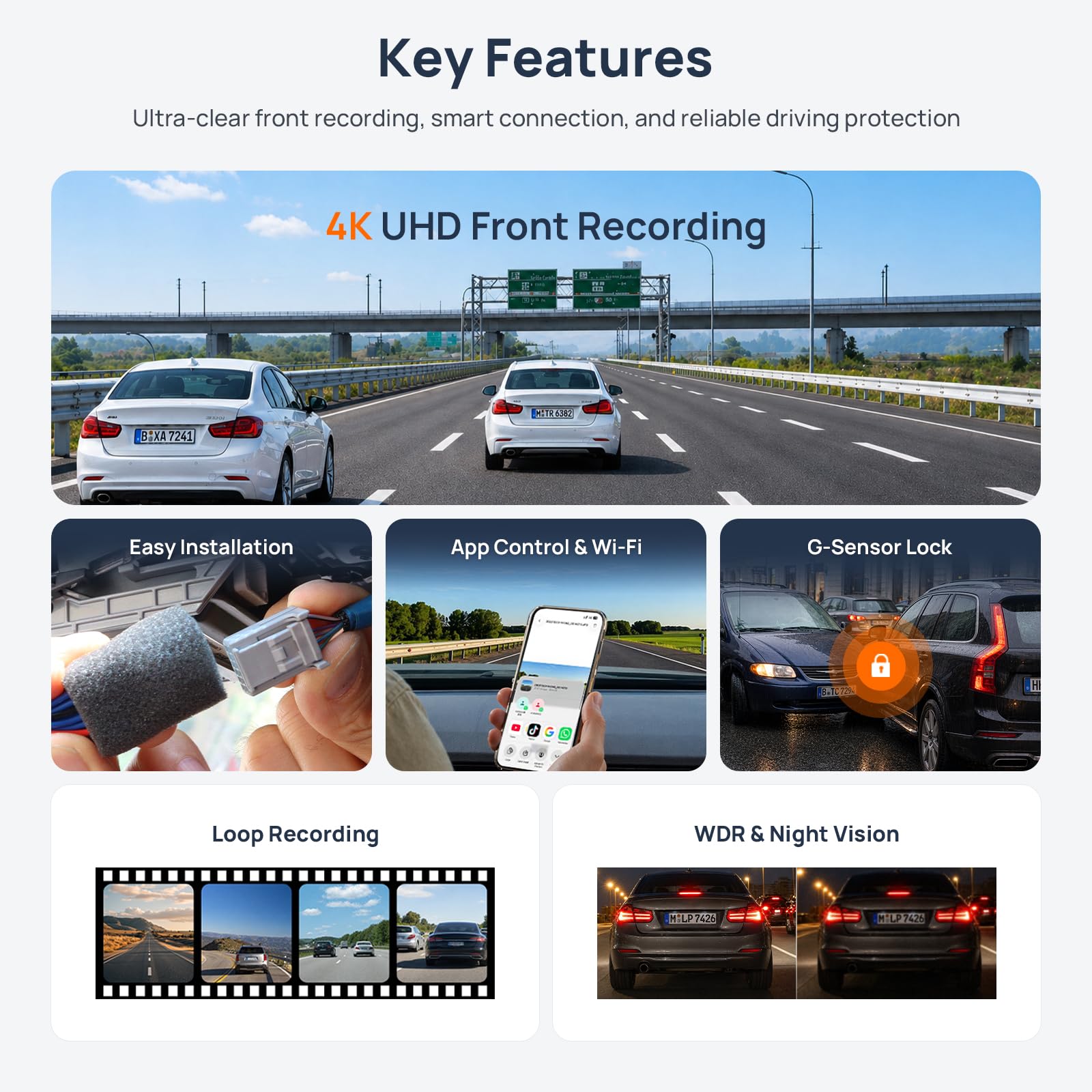 4K Dashcam Passend für Baojun Cloud (Wuling Cloud EV) 2023 | 4K UHD Frontkamera, 64GB Karte, WLAN App, OEM-Look, versteckter Einbau, G-Sensor, Loop-Aufnahme, HDR, Weitwinkel, Autokamera