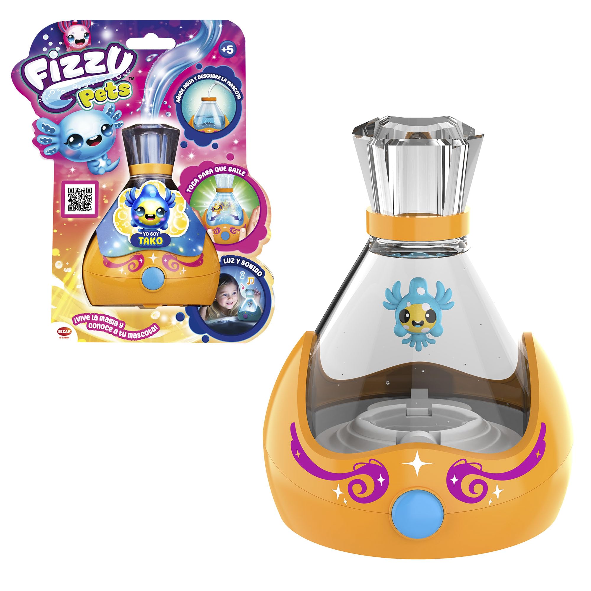 Bizak Fizzy Pets Tako, Magic Surprise, Music and Dance to Interact, Color Changing, +5 Years, (62009097-6)