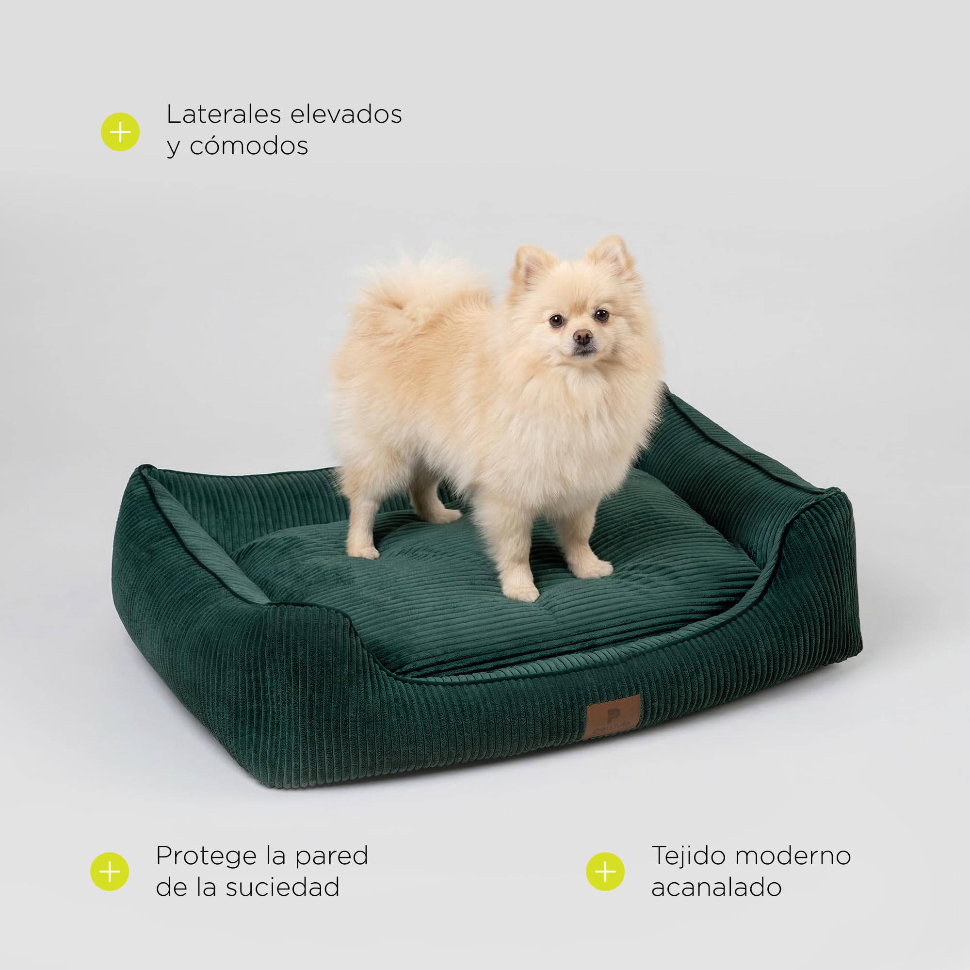Hirado Cama para Perros con Bordes Elevados, Antideslizante y Acolchada, con Funda Extraíble Lavable a 30°C, Tipo Nido Sofá para Interior, Tejido de Pana, con Respaldo, Varios Tamaños