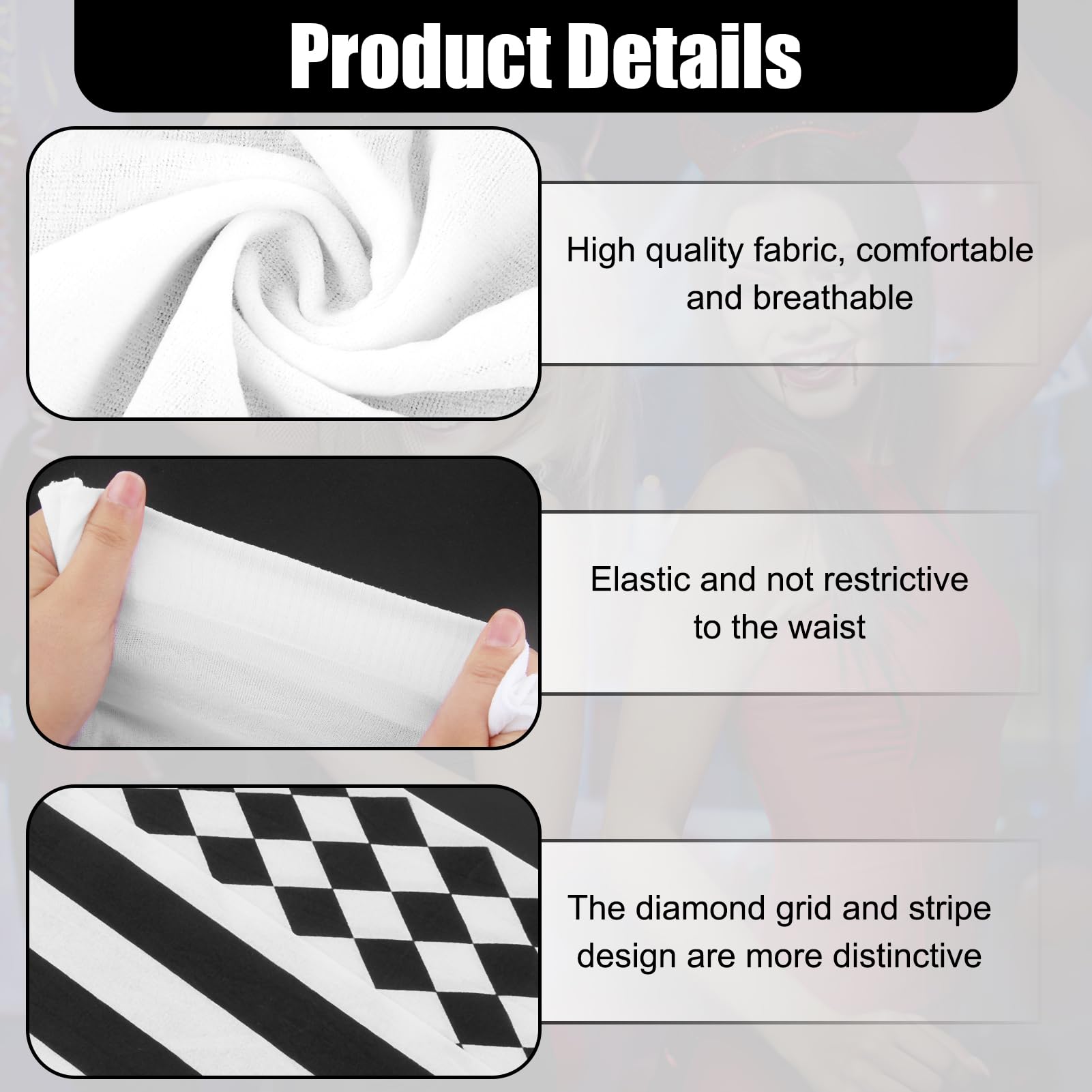 Clown Tights for Circus Costume Women Man Ladies Christmas Striped Tights, Black and White Knee High Socks - Image 4