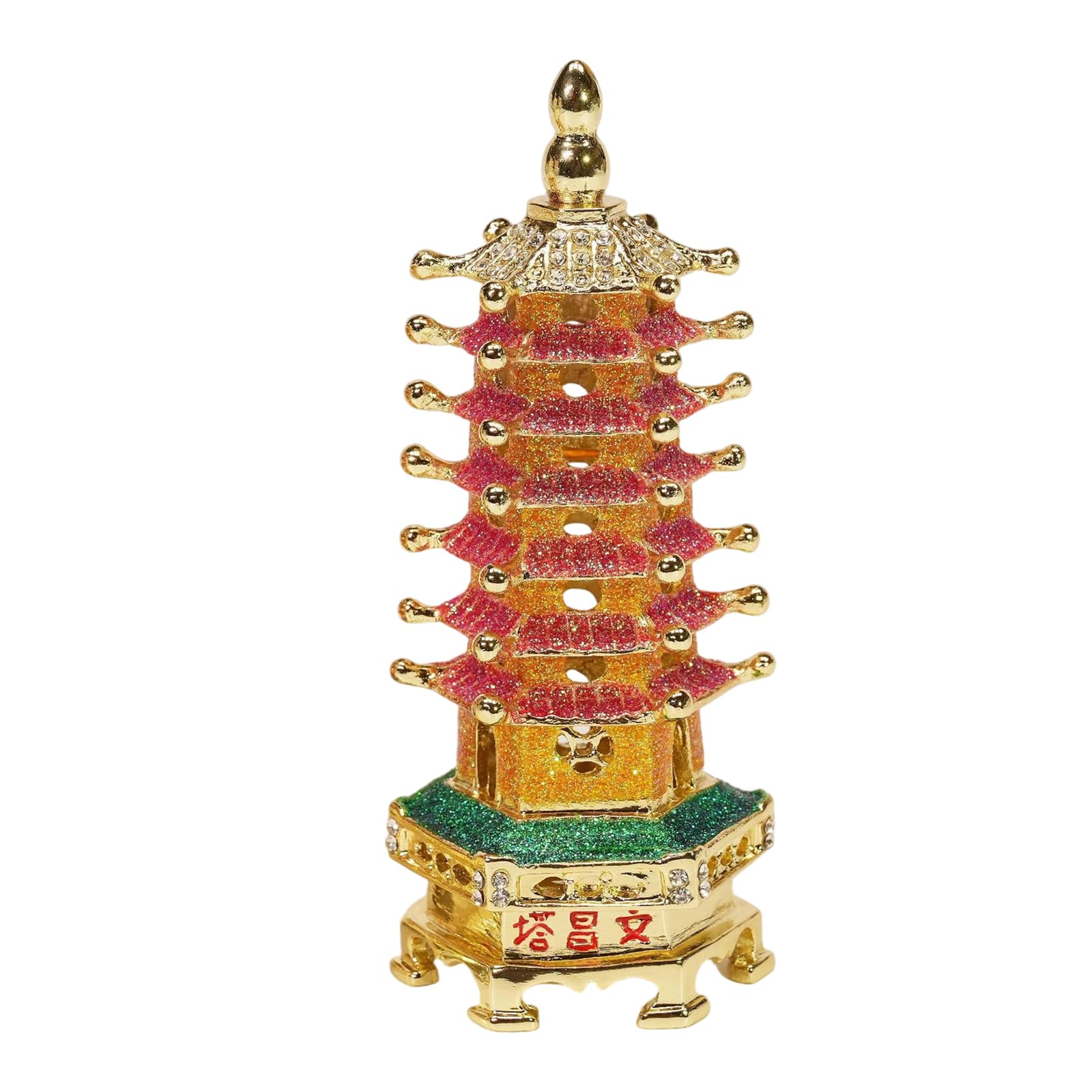 Pyasuye Handcraft Chinese Enameled Pagoda Shape Jewelry Holder and Decorative Stupa for Spiritual Home Decoration Home Decoration Buddhist Temple