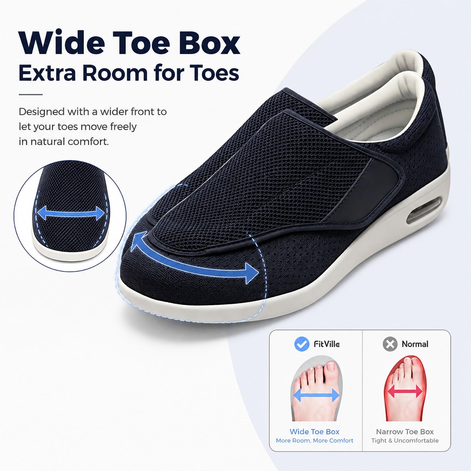 Generisch Women's Hook Loop Trainers for Swollen Feet, Bandage Shoes