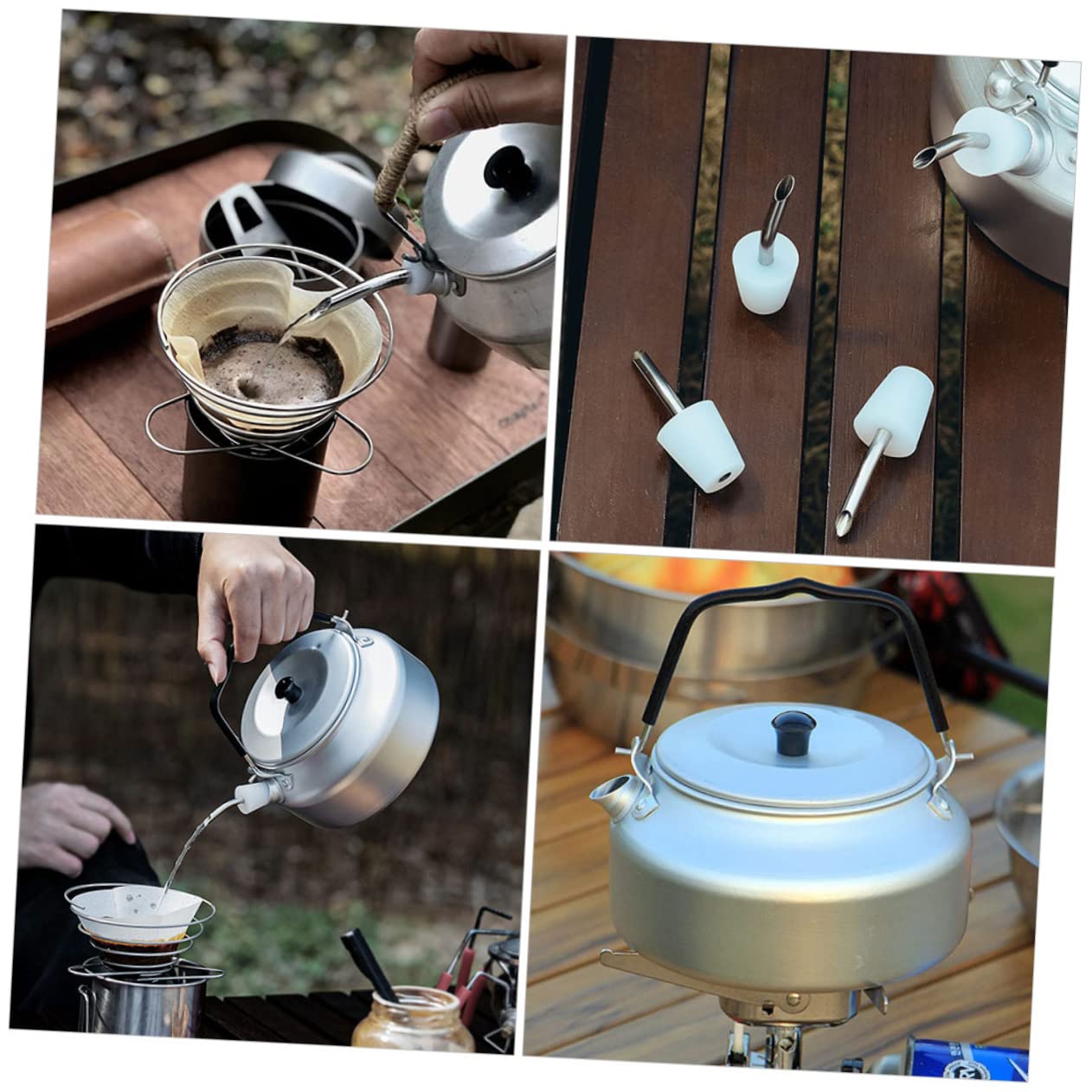 MUCKLILY Camping Accessory 0.9l Portable Stainless Steel Outdoor Tea Kettle Handle Perfect for Camping Hiking and Barbecue