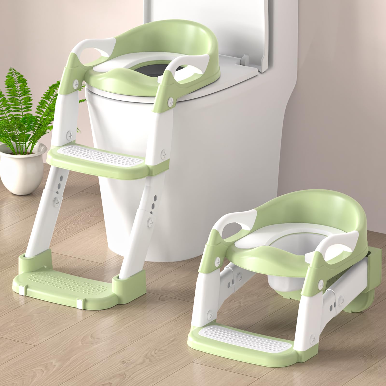 Riduttore WC Bambini con Scaletta, Multifunzione 3 In 1 Scaletta WC Per Water Bambini con Vasino Removibile, Paraspruzzi Estesi Regolabile e Pieghevole Sgabello Antiscivolo, Adattatore per Bambino