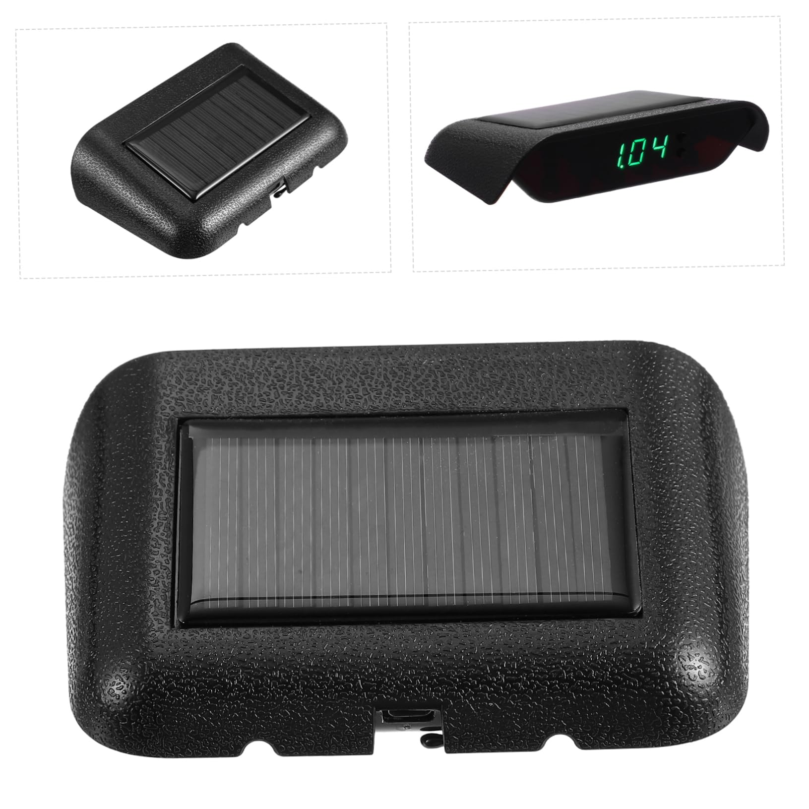 ULTECHNOVO 3piezas Reloj Solar De Coche Sensor De Vibración y Pantalla Led Digital Temporizador Electrónico De Alta Precisión Carga Solar Para Uso Vehículos y Escritorios Fecha y