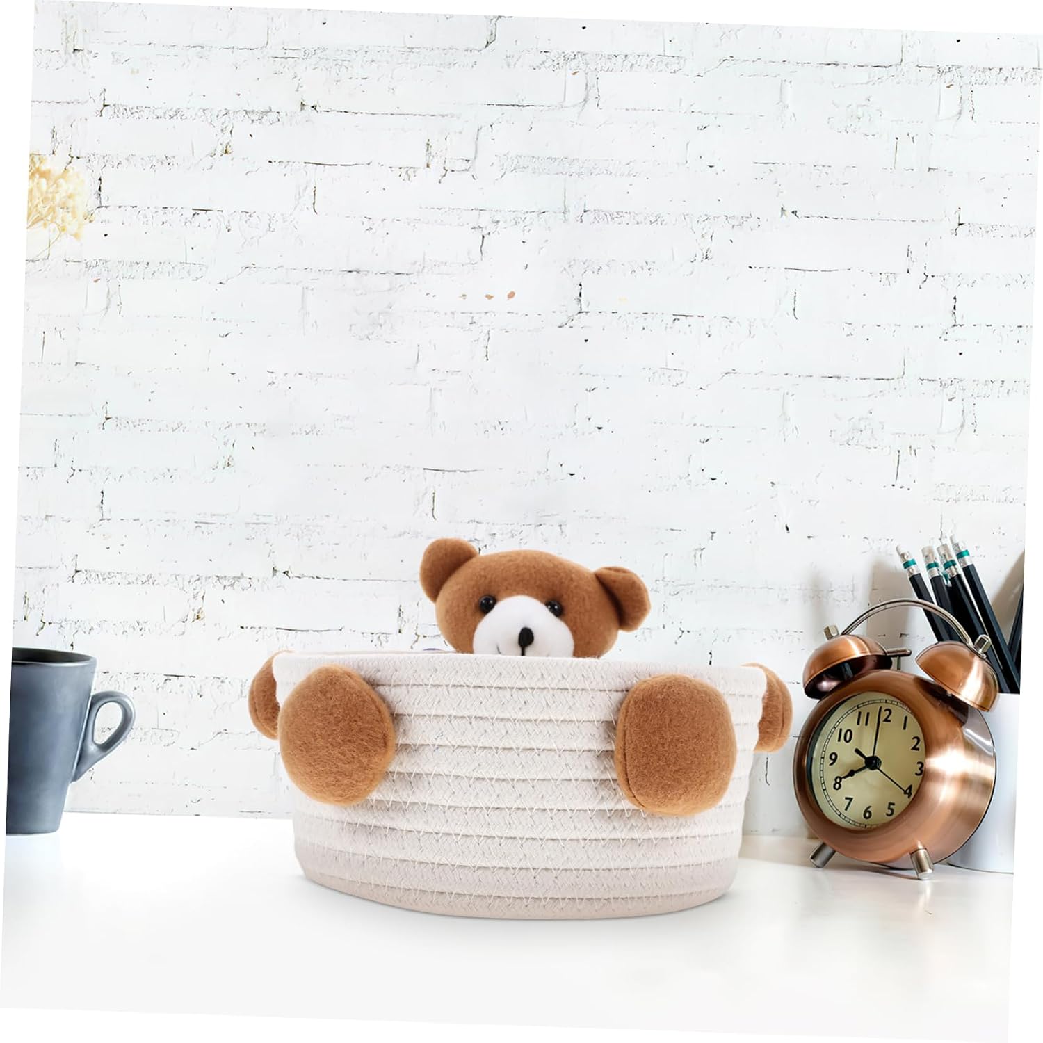 MAGICLULU Woven Storage Basket Cute Adorable Cotton Rope Organizer for Desktop Gardening and Snack Storage Large for Toys and Essentials