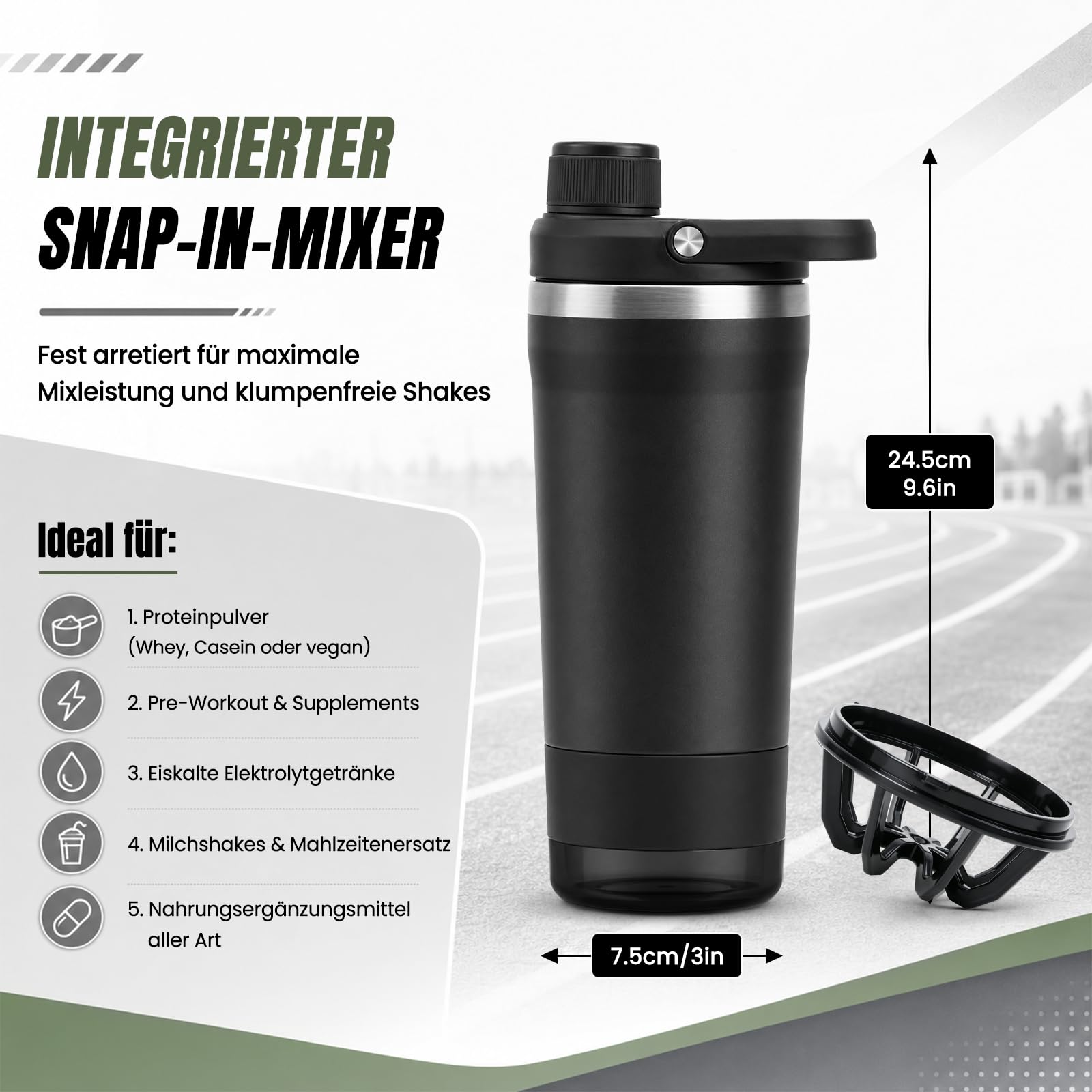 Shaker Proteinas Acero Inoxidable 700ml, Mezclador de Proteinas con Compartimento Polvo, Filtro Desmontable, Aislamiento Doble Pared, Antigoteo, BPA Free, Perfecto para Tiempo Libre y Fitness