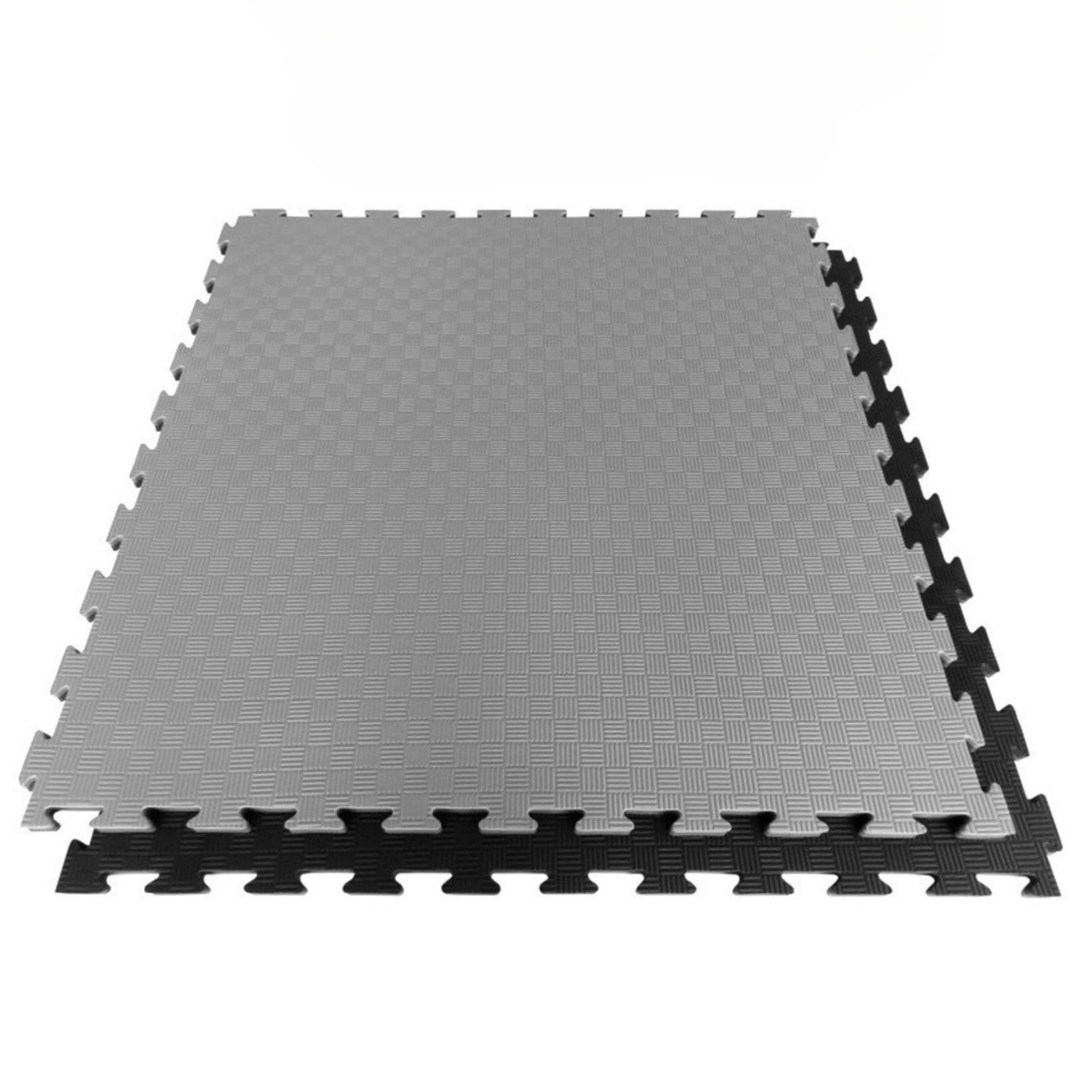 Tapis de sol en tatami pour salle de sport puzzle, épaisseur 4 cm, 1 dalle tatami 100x100 cm, Sol en Eva pour salle de sport, Sol anti-traumatisme (Noir/Gris)