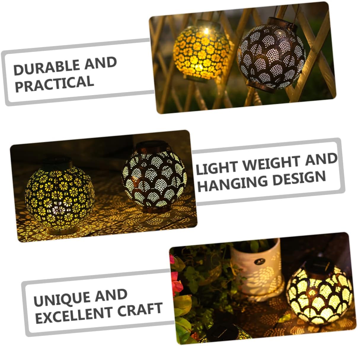 Veemoon 2pcs Solar Lanterns Decorative Led Hanging Lights for Outdoor Garden Courtyard and Patio Vintage Iron Design Solar-Powered Night Illumination Easy to Use and
