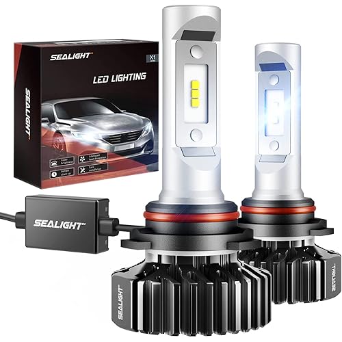 SEALIGHT 9006/HB4 LED Bulbs, 9006 LED Light Bulbs, Super Bright 6000K Xenon White, Plug-and-Play Halogen Replacement Bulbs, Packs of 2