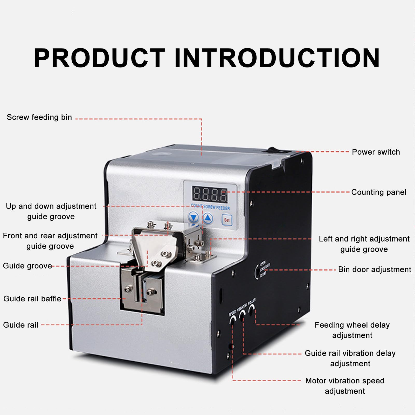 Alimentador De Tornillos EléCtrico, MáQuina De OrganizacióN De Tornillos, Equipo De AlimentacióN AutomáTica De Tornillos con Riel De Capacidad De 500 CC, para ProduccióN Industrial