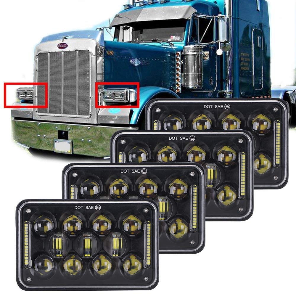 Otps 4Pcs 4x6 inch 60w Osram LED Rectangular Headlights Replacement for H4651 H4652 H4656 H4666 H6545 Peterbil Kenworth Freightinger