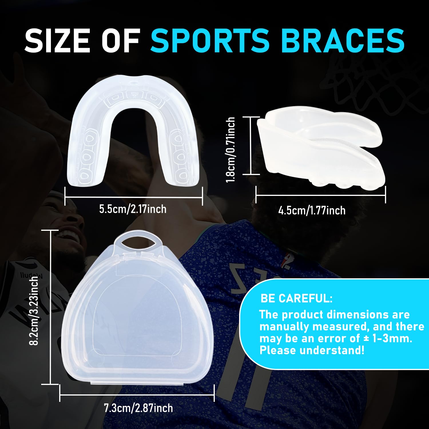 Protège Dents Boxe | Matériau 100% EVA de Qualité Alimentaire | Protège Dents Boxe pour Enfants | Moulage Thermofusible | pour Le Hockey | Le Rugby | Lot de 2 avec Boîte | Transparent
