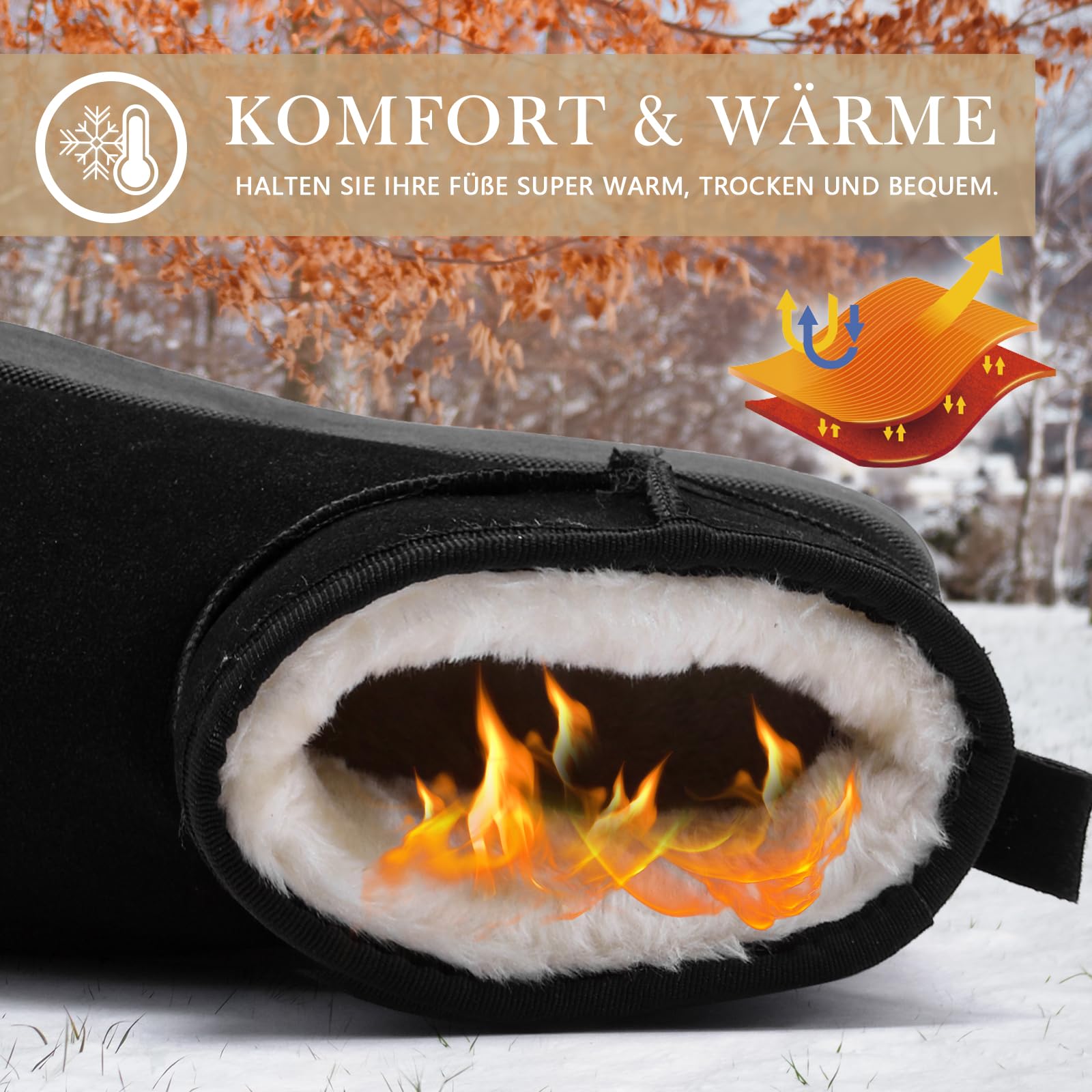 Rumkok Stivali Donna Caldo Stivali Da Neve Donna Comode Scarpe Da Neve Pelliccia Stivali Invernali Impermeabili Stivaletti Con Pelo Breve Moda