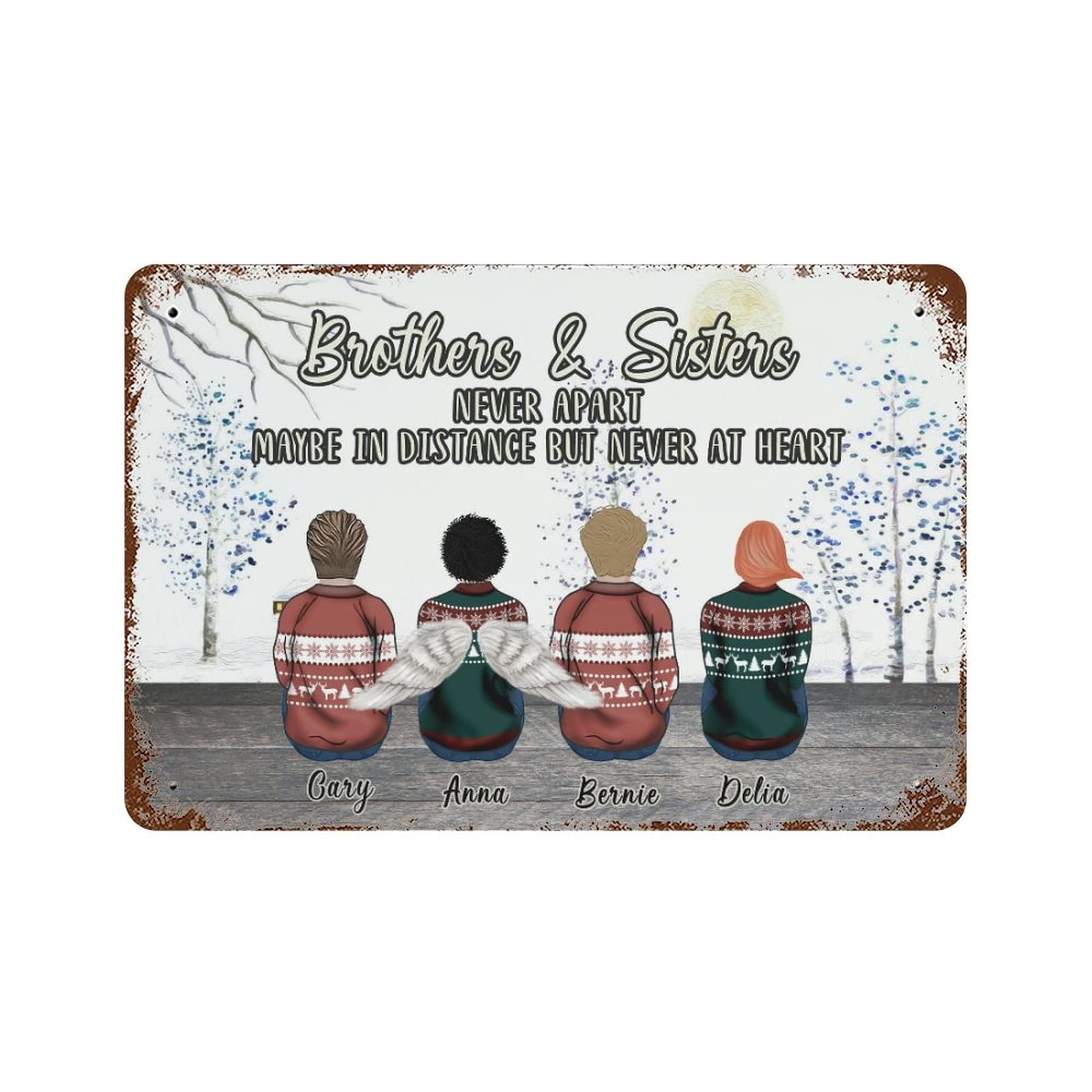 Plaque de decoration de jardin en metal haut de gamme | Motif Brothers & Sisters 30x45