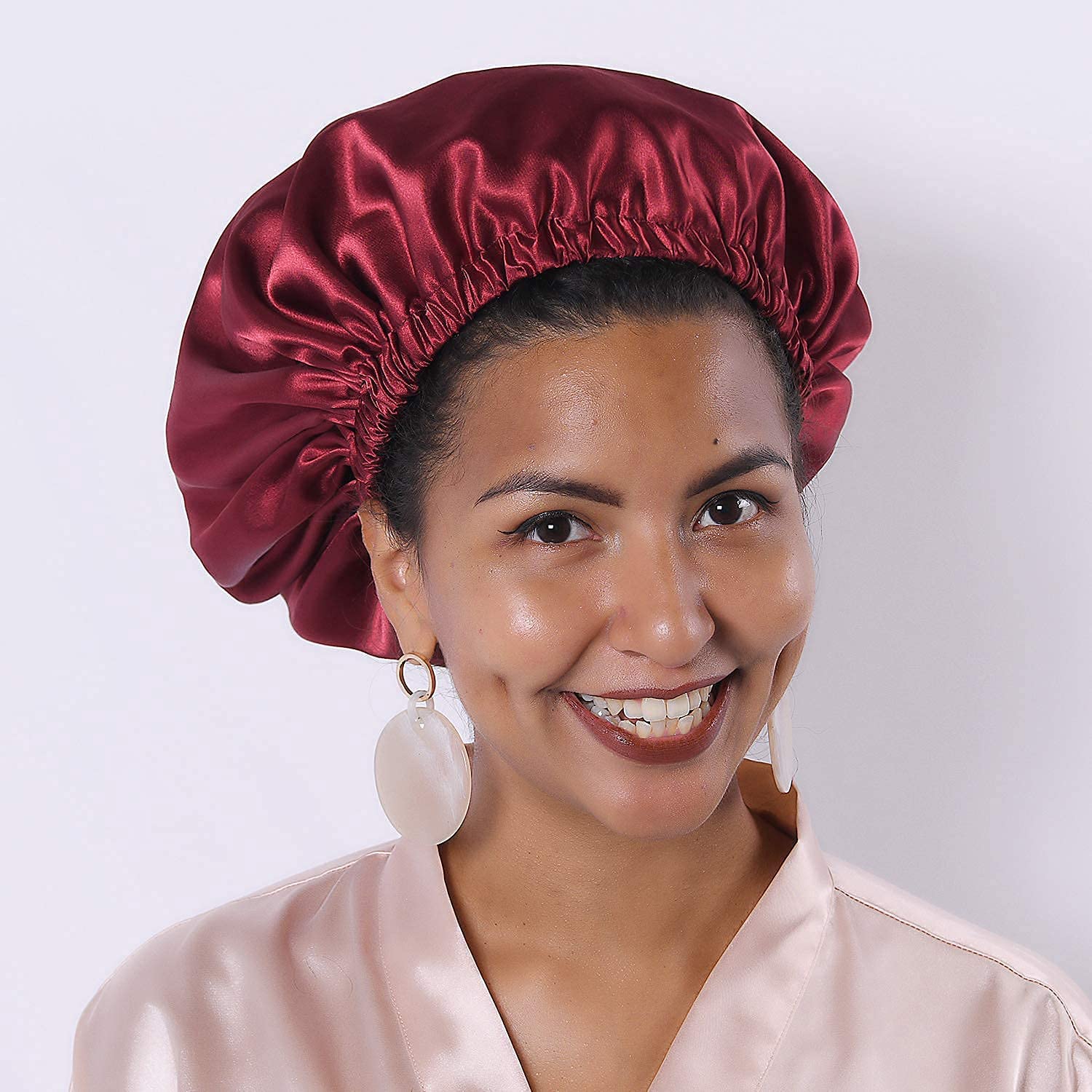 NIXTIL Adjustable Satin Sleep CAP Hair Bonnet Double Layered Reversible for Women Protective Sleep Hairstyles (RED) 2