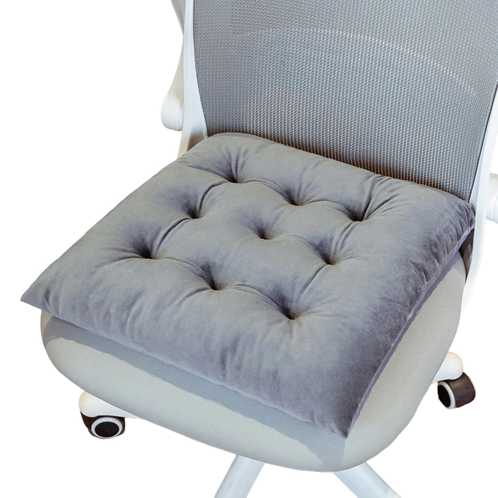 NZPOST Set di 8 Cuscini per sedie da Cucina in Velluto con Lacci, Cuscini Quadrati Spessi in Memory Foam per Sala da Pranzo