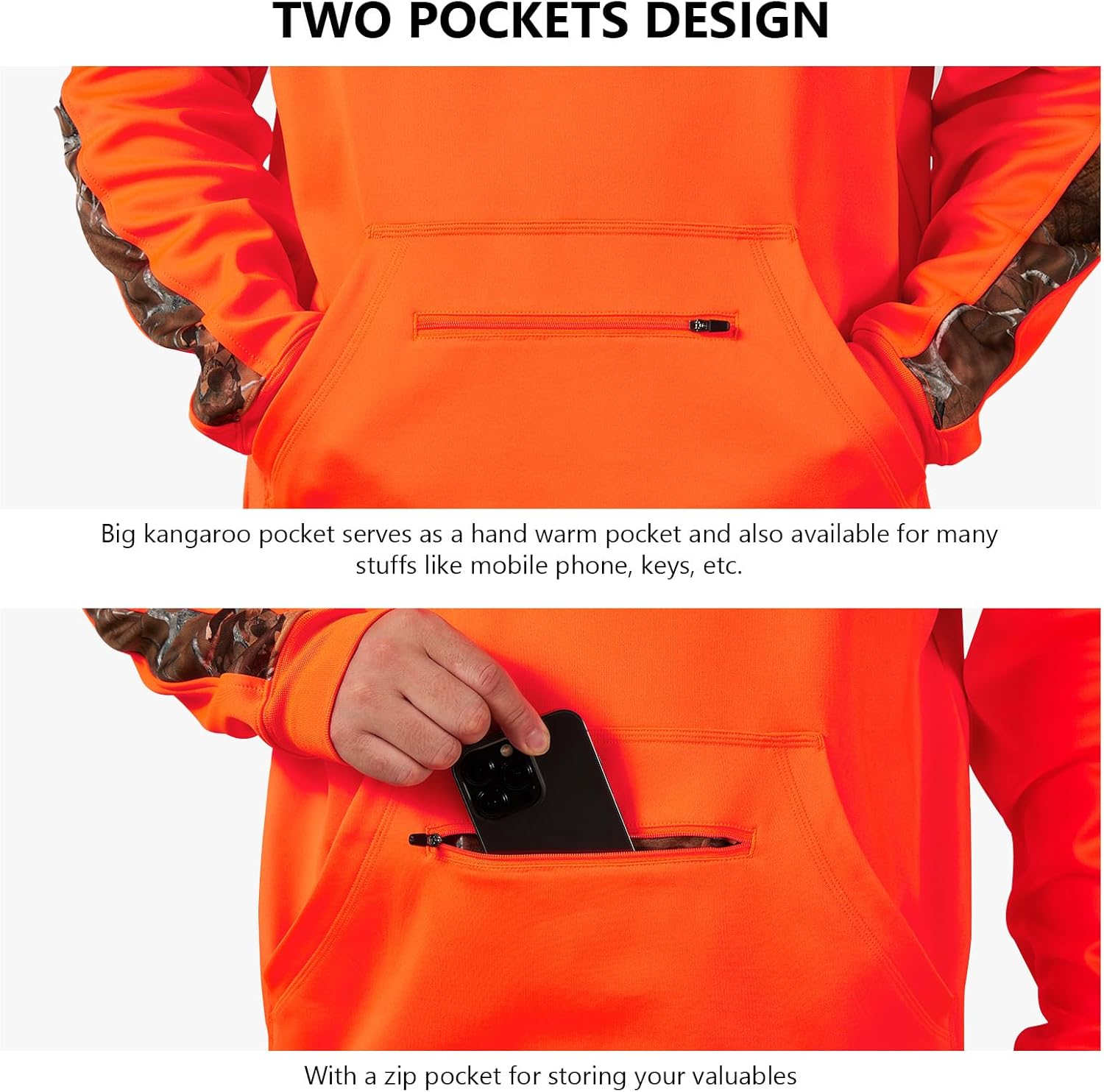 BASSDASH Men’s Hunting Fleece Hoodie Midweight Water Resistant Performance Camo Fishing Outdoor Pullover Sweatshirt FS29M - Image 5