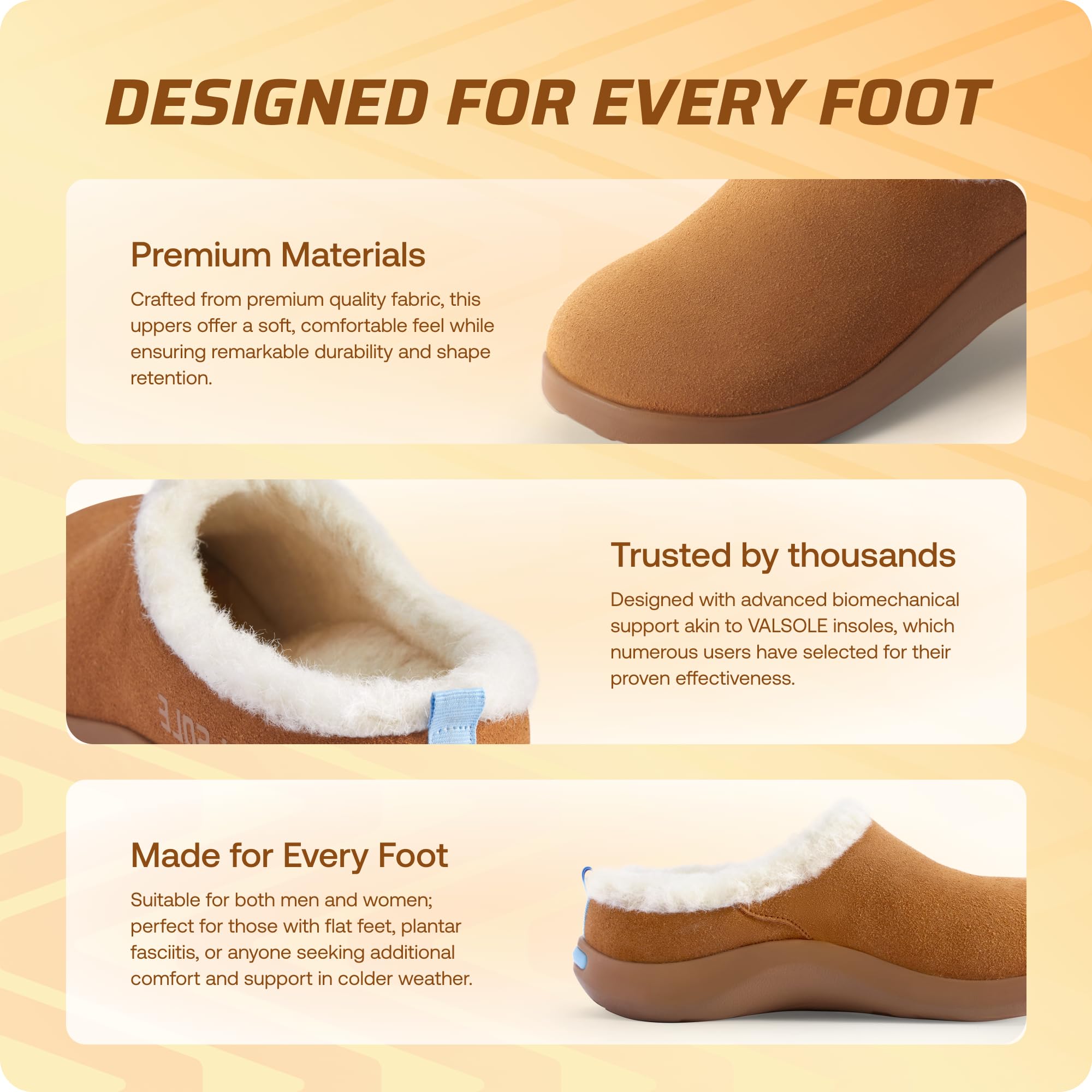 VALSOLE Orthopedic Winter Thermal Fuzzy Slippers for Women Men - 220+ Lbs Plantar Fasciitis Flat Feet High Arch Support Slippers, Work Outdoor House Cotton Comfort Shoes, Absorb Shock With Every Ste