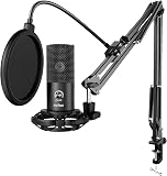 FIFINE USB Micro avec Bras, Microphone Podcast à Condensateur pour Ordinateur PS4/PS5, Micro PC pour Streaming Studio avec Pied de Microphone - T669 - 1
