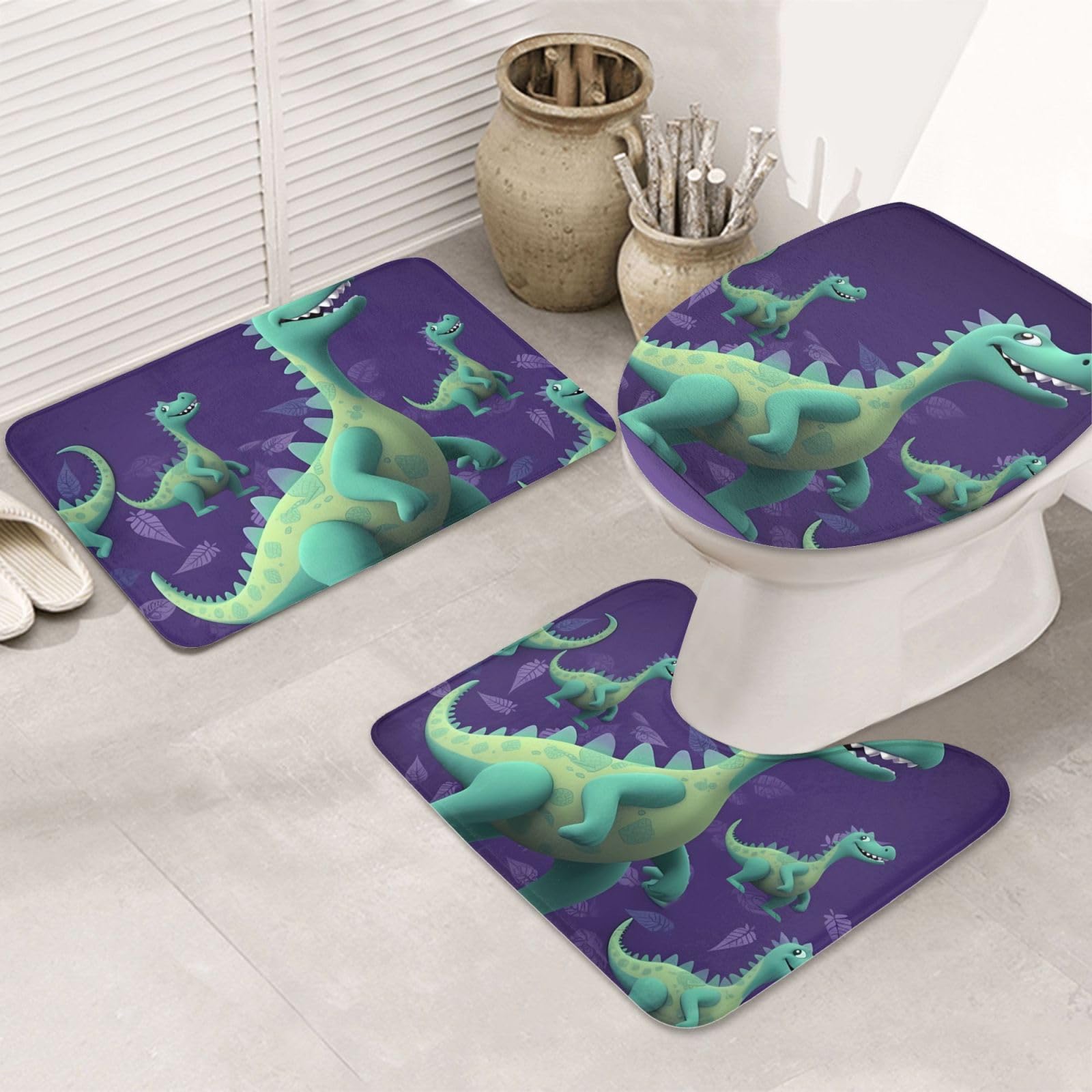 Tapis de bain pour éviter les glissades des enfants avec son motif dinosaure ludique