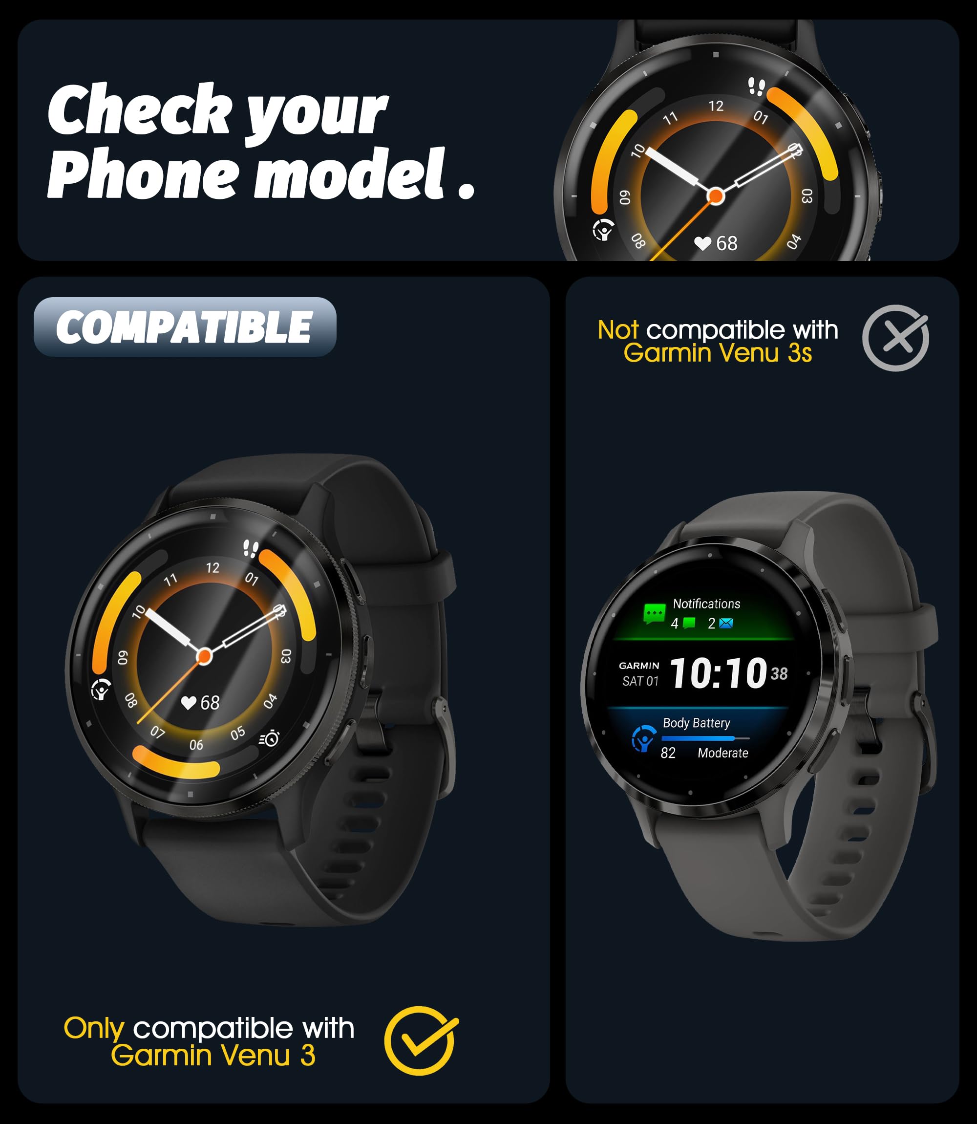 NEWZEROL 4 sztuki folii ochronnej na wyświetlacz do Garmin Venu 3, odporna na zarysowania, wysoka rozdzielczość, bez pęcherzyków powietrza, elastyczna folia ochronna TPU do Garmin Venu 3