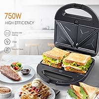Vista 8 de Aigostar Tostadora para sándwiches de 4 rebanadas, 1.6 pulgadas de ancho de acero inoxidable con bagel, recalentar, cancelar, descongelar, parrilla
