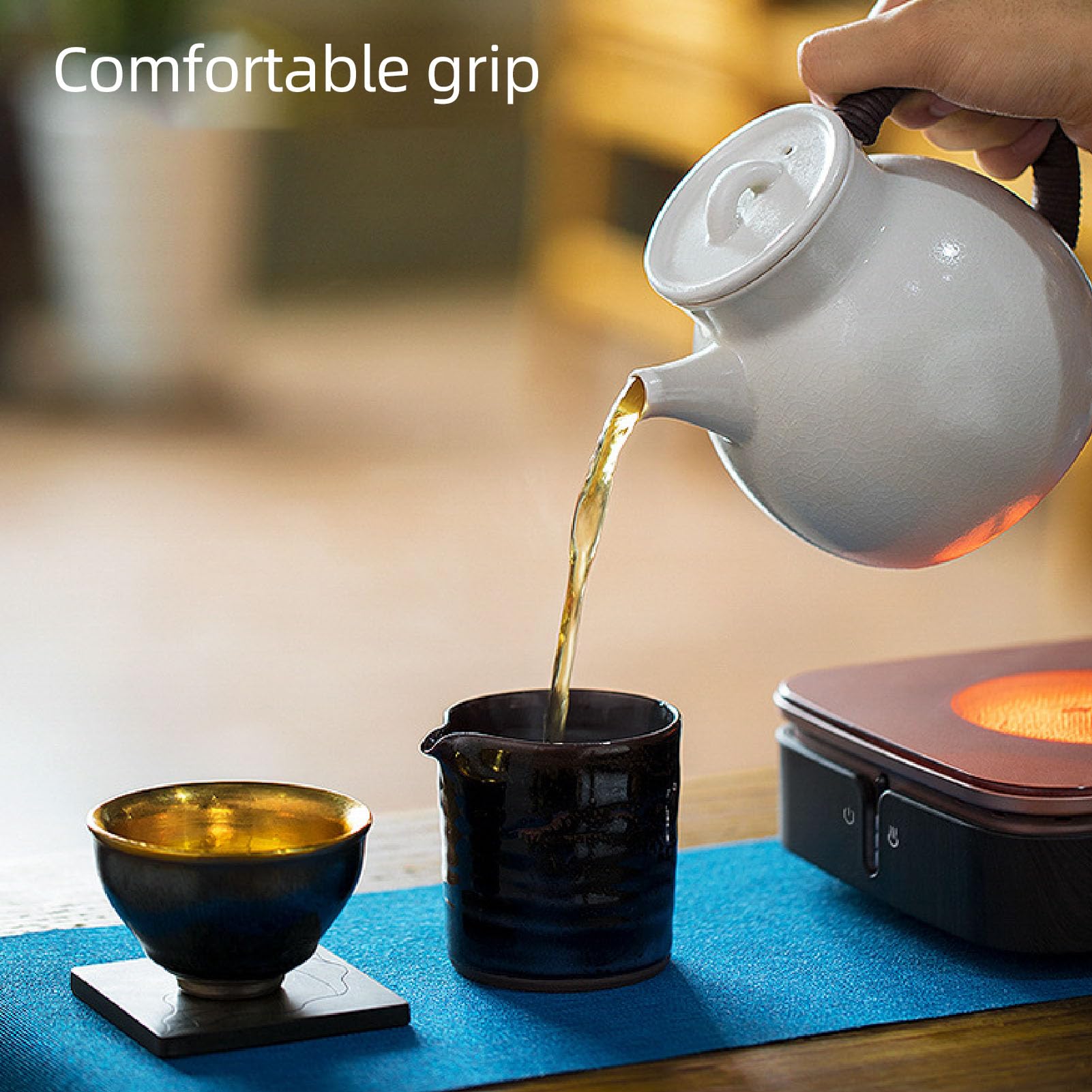 TOPINCN Bouilloire à thé en Céramique, Infuseur de 800ml, Passe au -ondes, Lave-vaisselle, Théière pour thé en Vrac, Infuseur à pour Femmes de Noël