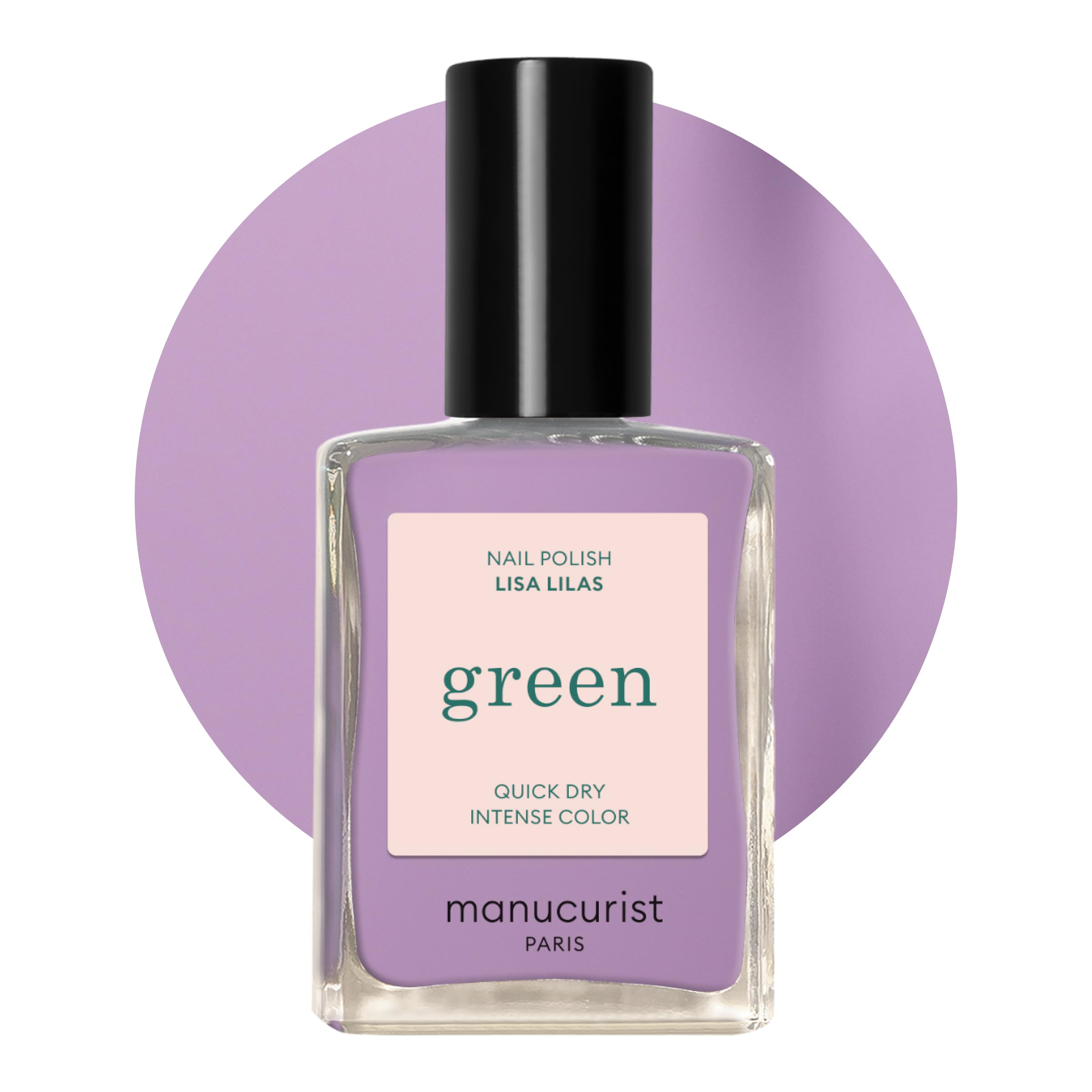 Manucurist Green Vernis à Ongles Violet Lisa Lilas - Vernis à Ongles Classique 9-​Free, Vegan et Bio Sourcé - Effet Manucure Professionnelle - Made in France - 15ml