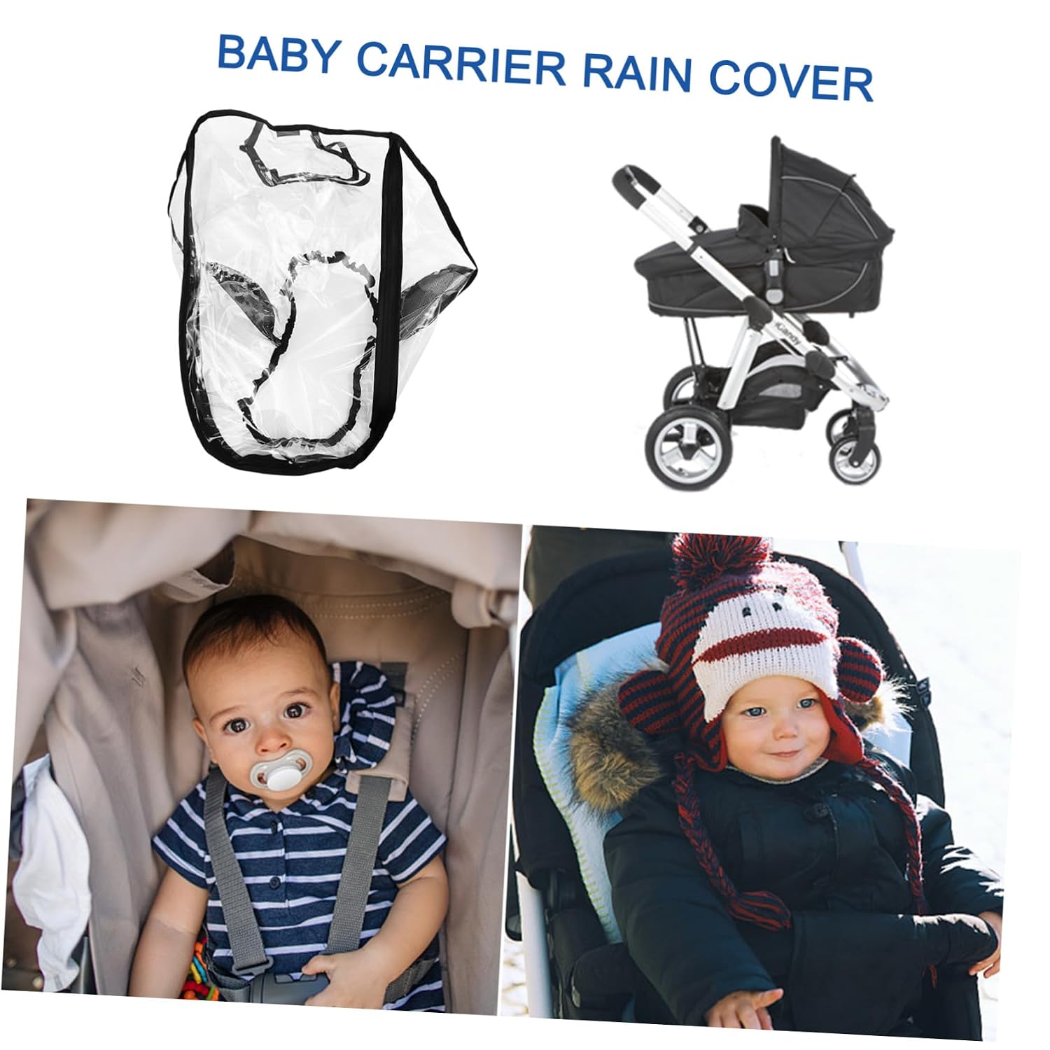 Stroller Rain Cover Windproof Carrier Rain Shield Waterproof Pram Cover for Outdoor Use Weather Protection