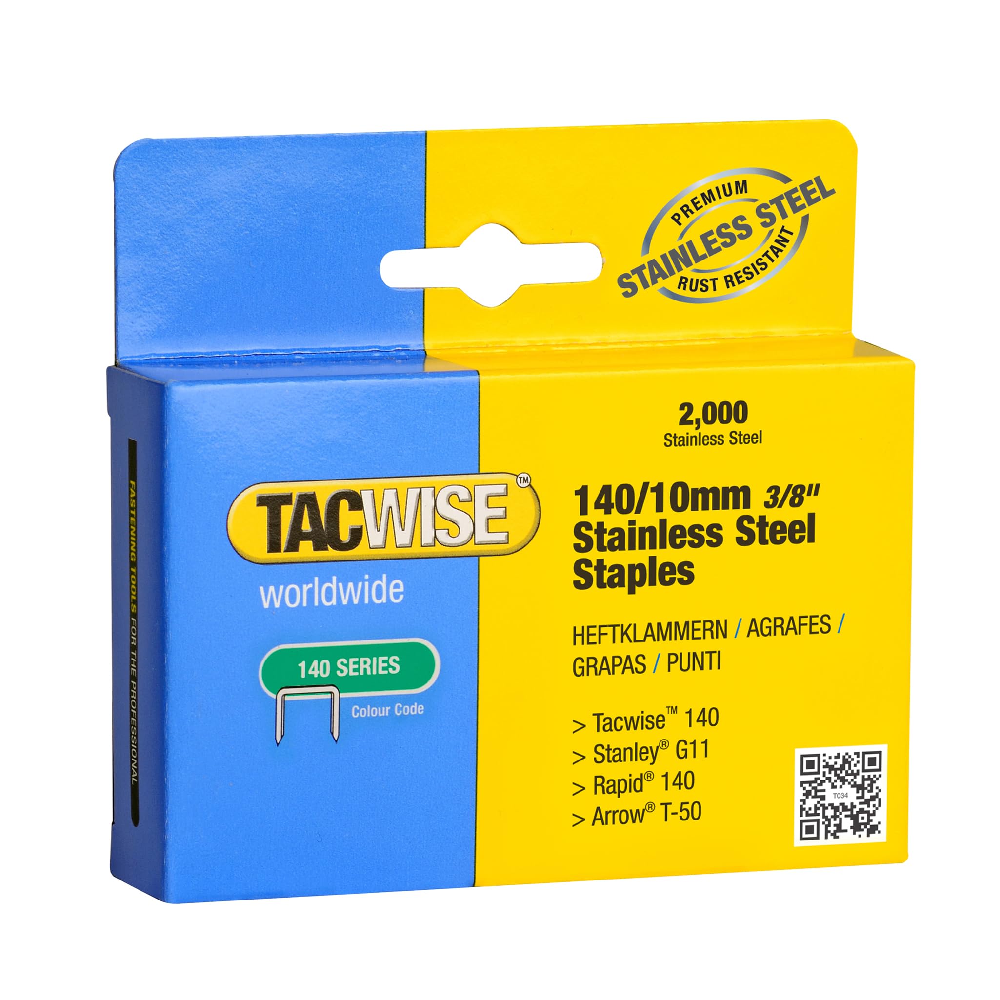 Tacwise 1217 10Mm Stainless Steel Staples With 2000 Pack
