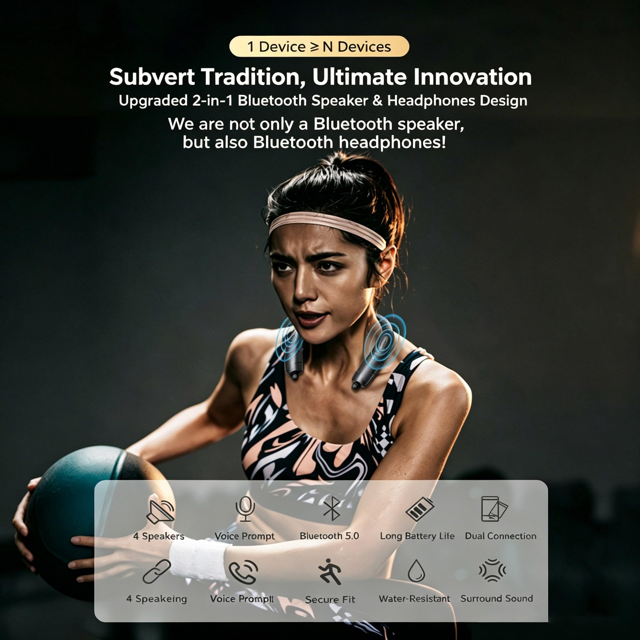 Neckband - Auriculares Bluetooth 5.3 retráctiles para deportes, música, batería de larga duración, para correr, deportes, inalámbricos, estéreo, bajos, con micrófono, auriculares para correr