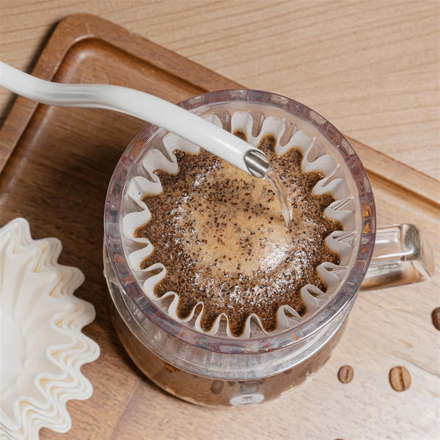 Coffee Filters Ice Crystal Hand-brewed Coffee Filter Cup Cake Shape Filter Cup Household Coffee Utensils(White)