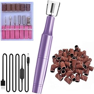 Electric Nail Drill Kit for Acrylic & Gel Nails – Professional Corded Nail File with Bits & Sanding Bands – Portable Manicure Pedicure Tool for Buffing, Shaping, Exfoliation (Purple)