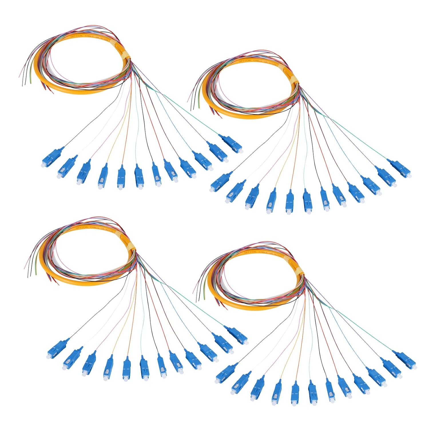 12 Fibers SC UPC Singlemode (SM) Fiber Optic Pigtail 1.2m SC Single Mode Fiber Cable Pigtail for Engineering Network Fiber Access, 4 Packs