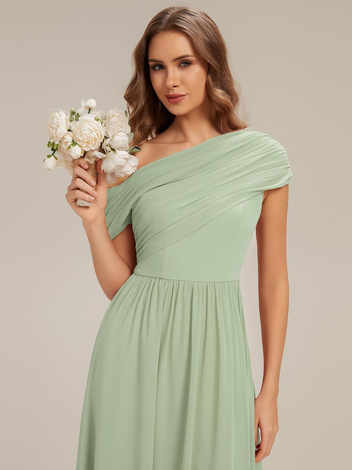 Ever-Pretty Women's Asymmetrical Sleeveless Summer Bridesmaid Dresses Chiffon Floor Length A-Line Formal Dress 02706