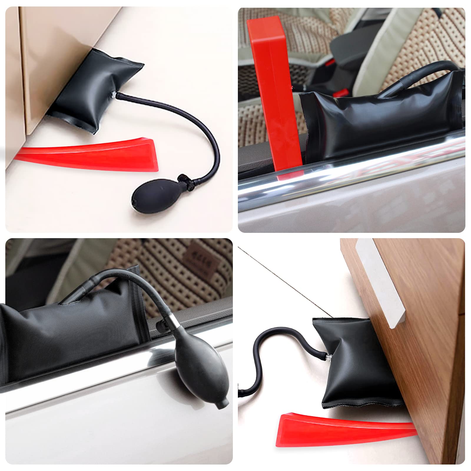 Nizirioo Air Pump Wedge 4 Piezas, Bomba De Aire Cuña, Cuña De Aire De Bomba Con Herramienta Alineación Roja Para Puerta Ventana