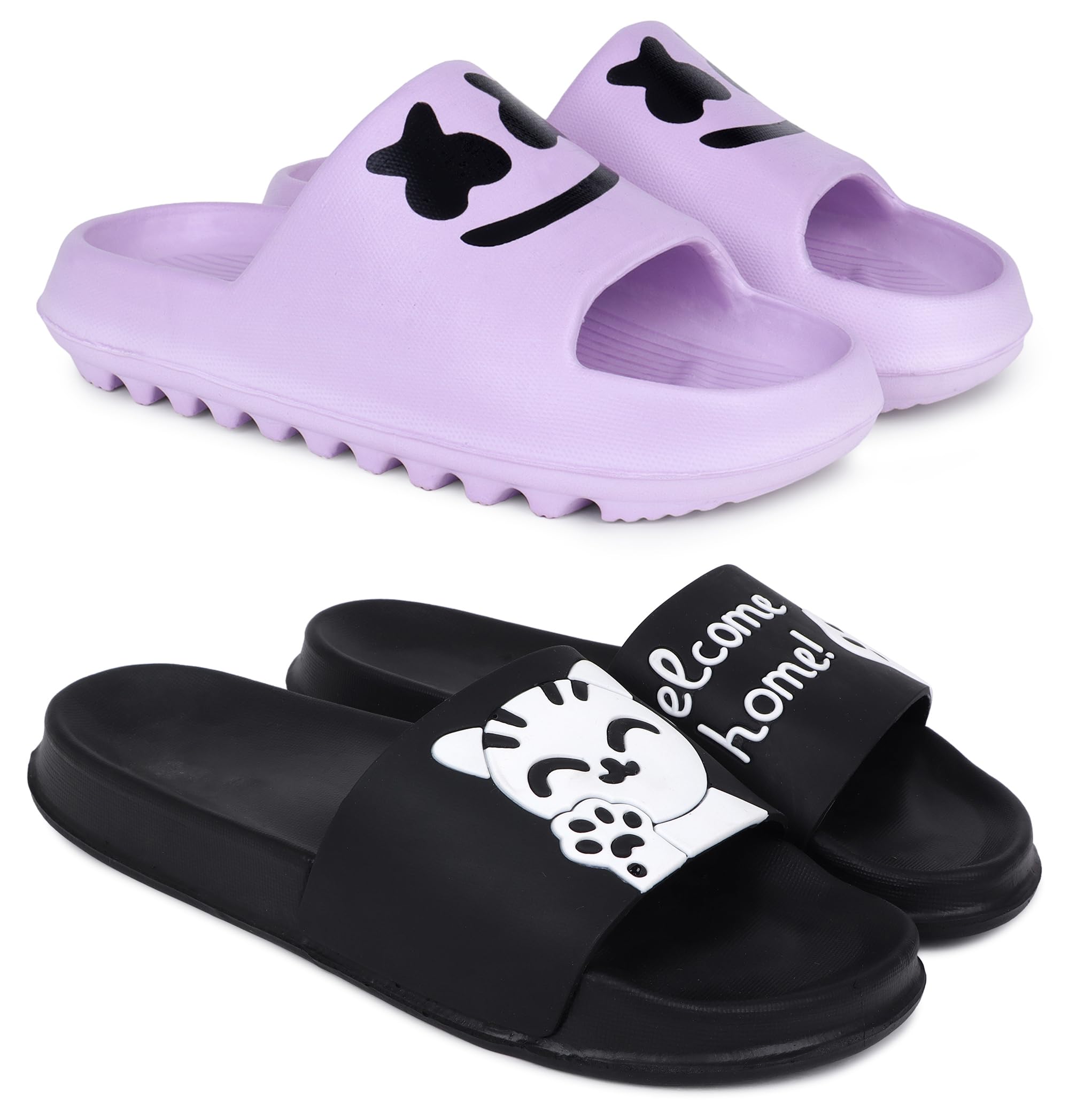 pampy angel Combo Pack of 2 Slipper/Flip Flops/Slides for Women (YW-Smat,Welcome)-picture-45