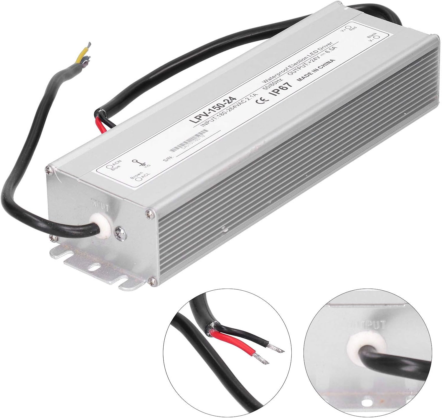 LPV-150-24 Waterproof Switch Power Supply Low Voltage Transformer Aluminum Alloy Transformer Driver LPV?150?24 DC24V