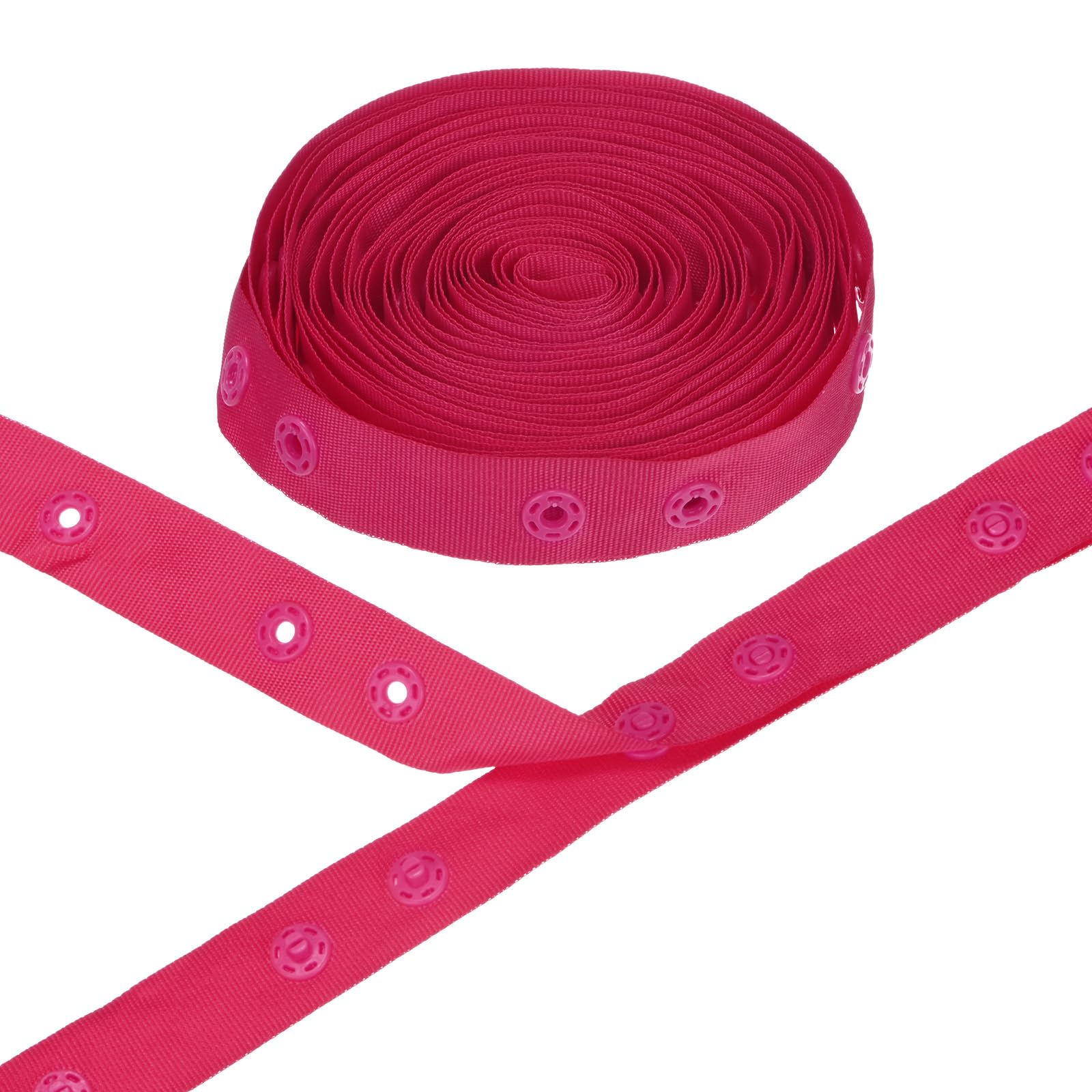 M METERXITY Plastic Snap Buttons, 5 Yards Plastic Snaps, Polyester Tape Hook & Eye Zipper Popper Press Stud Fastener for Sewing/Clothes/Fabric/DIY Craft [Dark Red, 36mm Spacing]