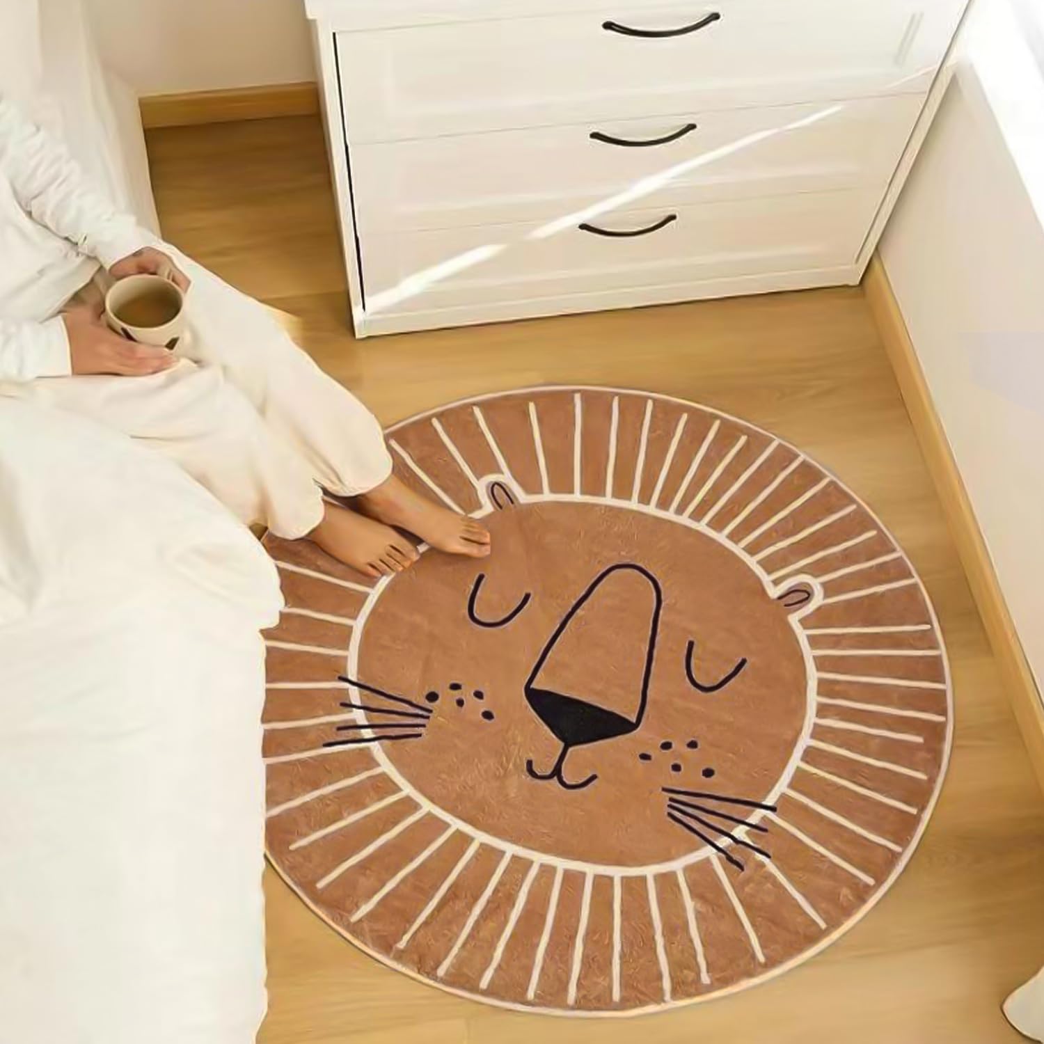 alfombrar 1 Pieza de Alfombra para Gatear para niños, Alfombra Redonda de Animales de Dibujos Animados Lavable para Dormitorio Infantil