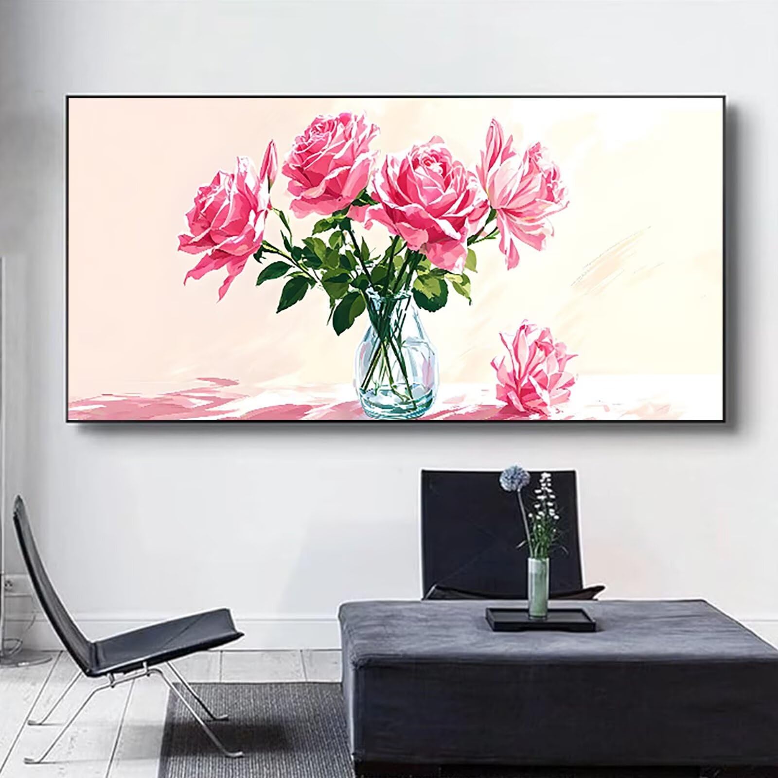 Malen nach Zahlen Kinder Blume, Geschenke für Mädchen Junge, Bastelset Kinder, Malen nach Zahlen Rose | Malen nach Zahlen Ohne Rahmen, für Home Wand Dekor Geschenk (60x120cm) Bastelset Erwachsene 1-X