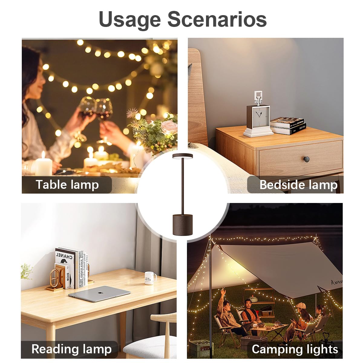 Hapfish Lampe de chevet tactile sans fil, 5000mAh 2 PCS lampe de table rechargeable LED, lumiere