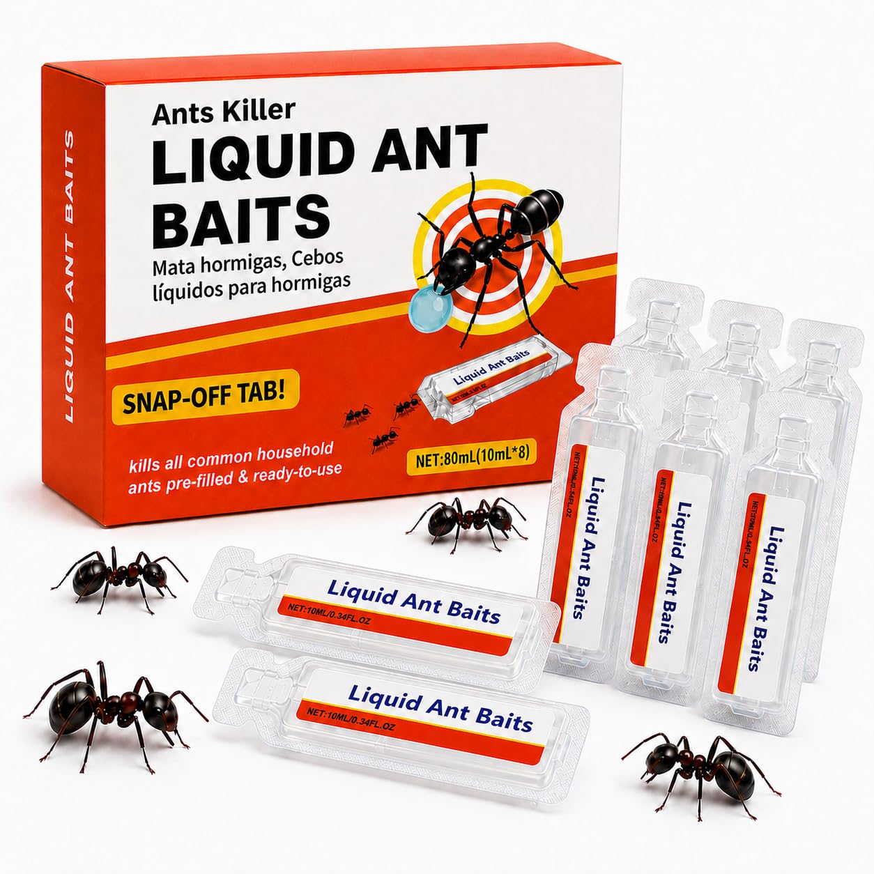 8 Pack Ant Bait Stations, Pre-Filled Indoor & Outdoor Ant Traps for Home, Kitchen, Pantry, Bathroom, Patio & Garden, Ready to Use Ant Bait Boxes for Common Household Ants