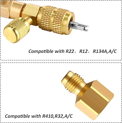Miniatura 4 de R22 R134a R12 Ac Hvac - Herramienta de extracción de núcleo de válvula con puerto Sae de doble tamaño 14 y 516 adaptador de latón R410 R32 20