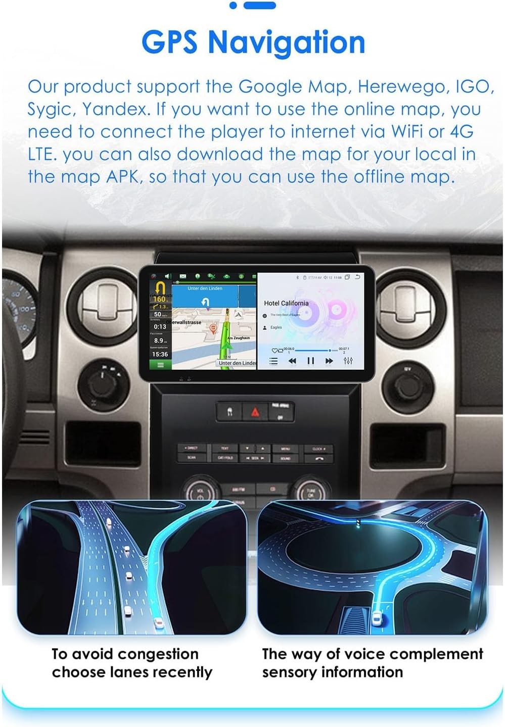Core(8g+128g), 10.33" Autoradio Android 15 per F-ORD F150 P415 Raptor MT 2008-2014, 8 Core 8G 128G con Carplay Wireless, Bluetooth, GPS, FM, Telecamera di retromarcia